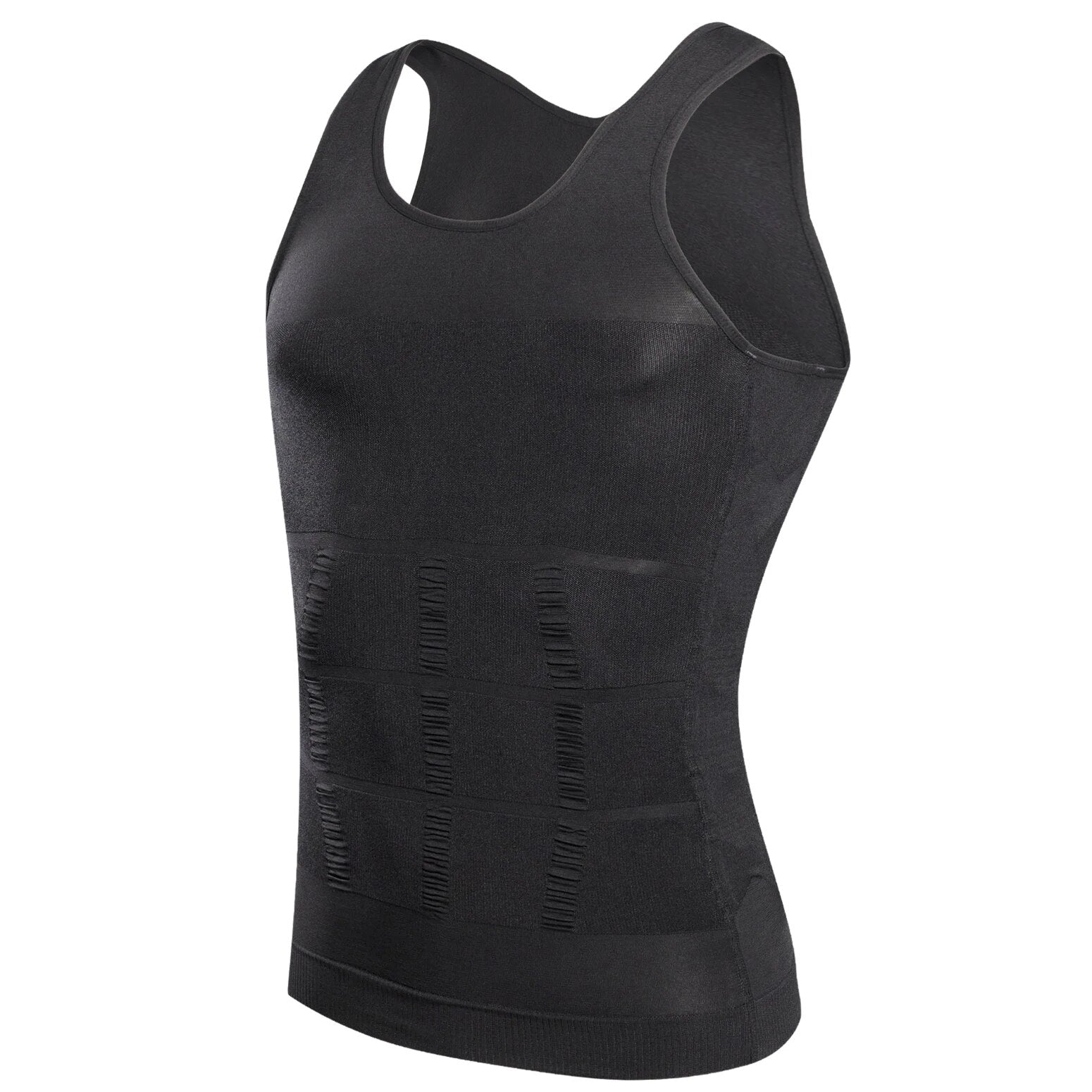 Foundation Singlet black three-quarter view showing shoulder and armhole construction